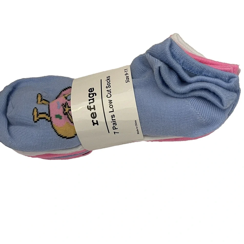 Refuge Low Cut Socks 7 Pair Pack - Size 9-11 Fits Most NWT Donut